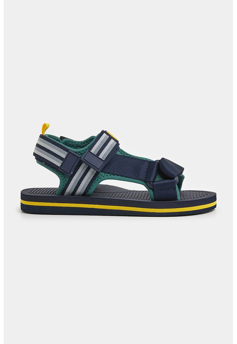 Oferte la Sandale de material textil cu velcro - Verde/Galben/Bleumarin