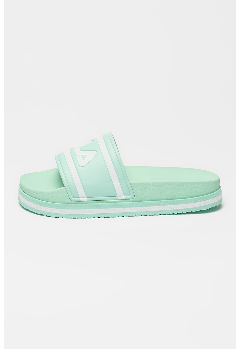 Oferte la Papuci flatform cu imprimeu logo Morro Bay - Verde pal