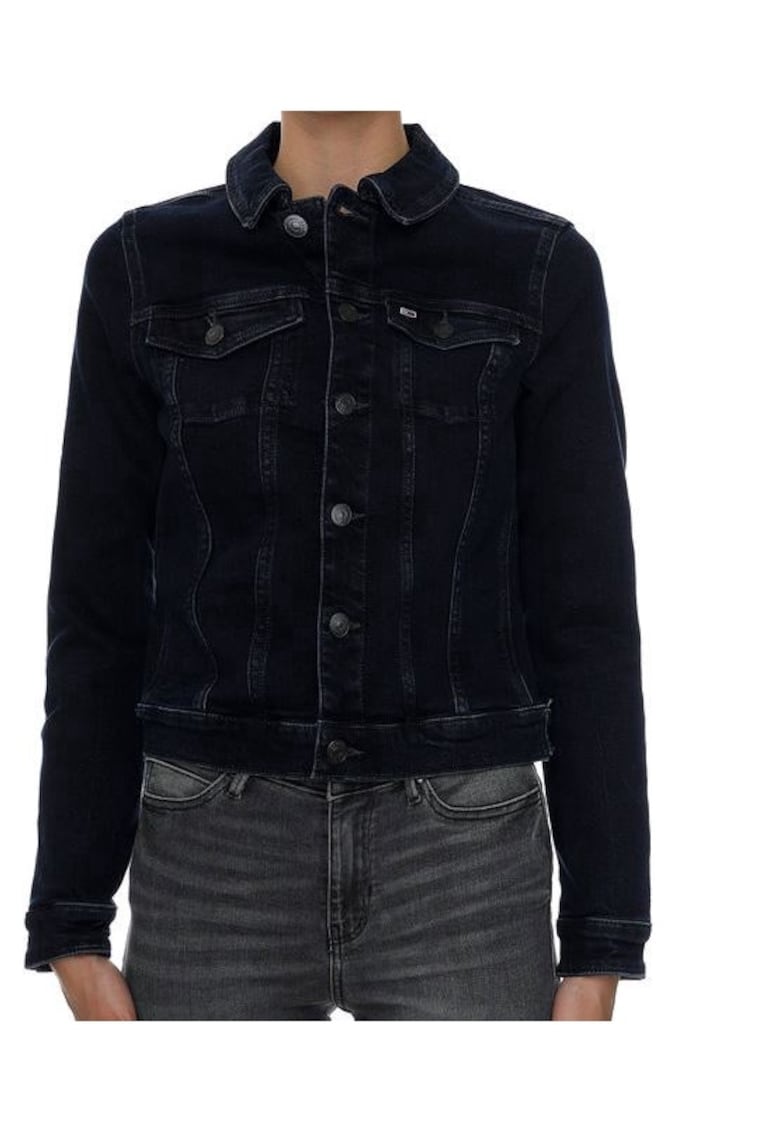 Oferte la Geaca din denim cu nasturi -