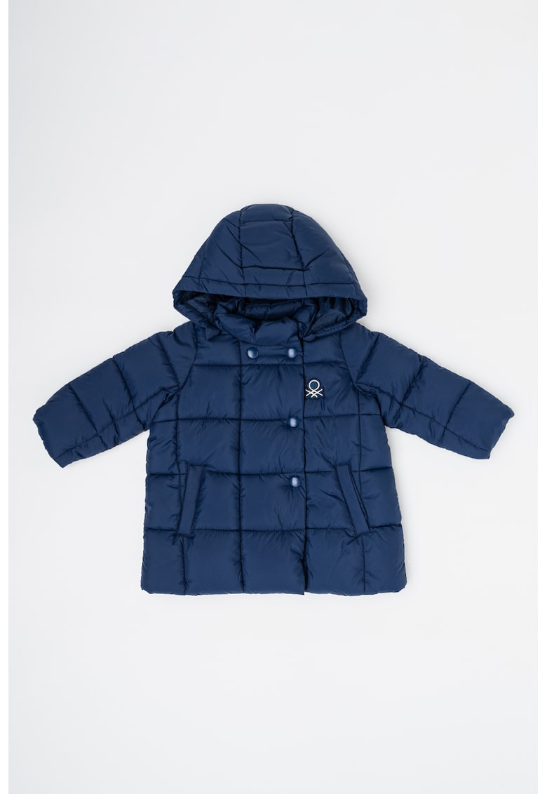 Geaca cu gluga si aspect matlasat - Bleumarin