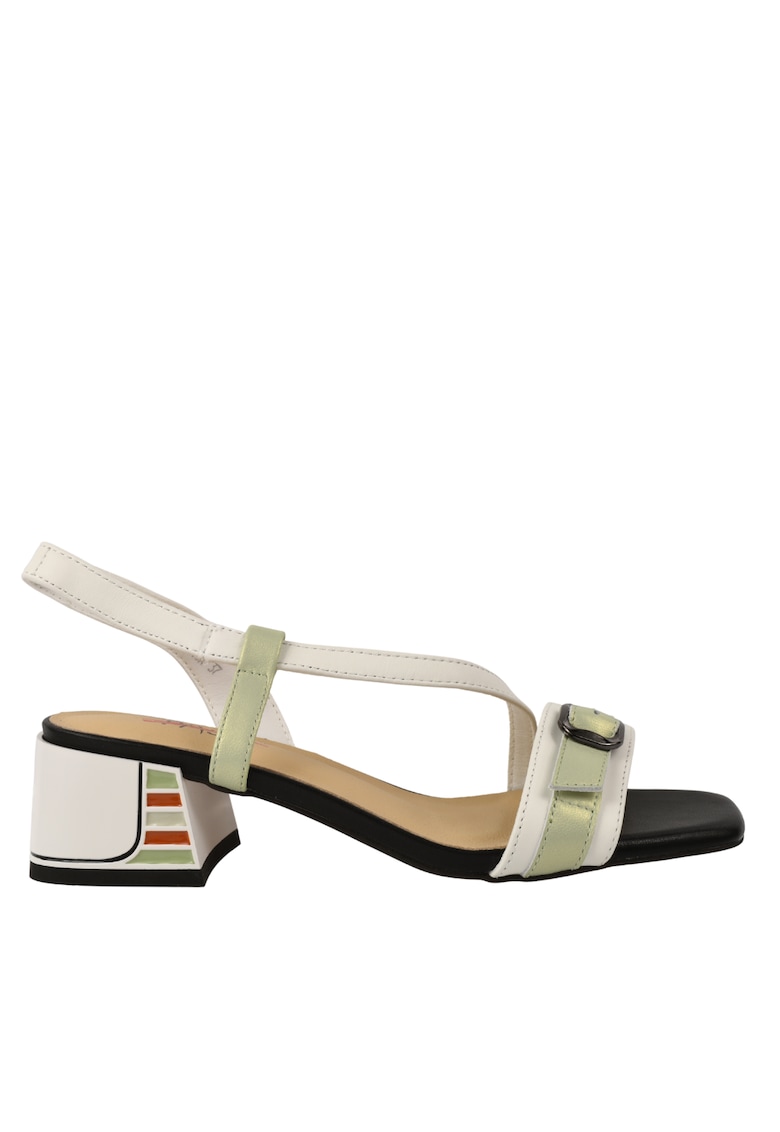 Sandale elegante - dama - DL60013A alb - piele naturala - toc - Alb