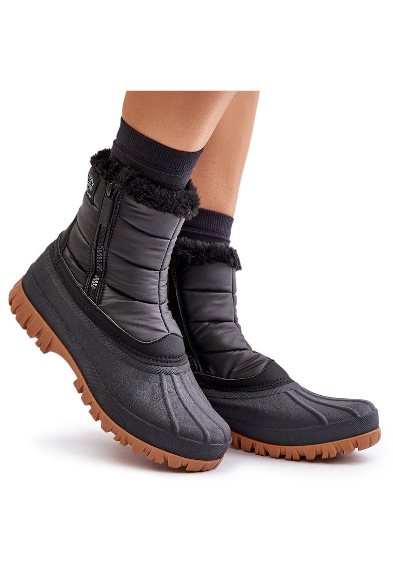 Oferte la Cizme dama Lee Cooper - negru - material textil - cu blana - inchidere cu fermoar