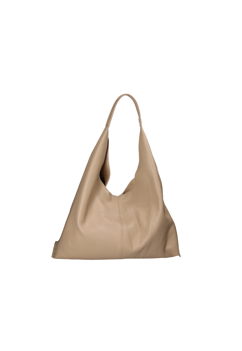 Geanta hobo de piele cu etui cu fermoar - Maro taupe