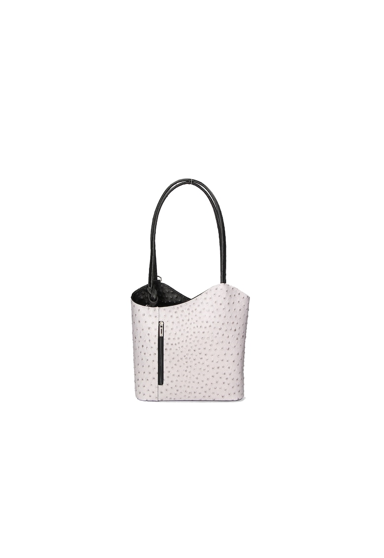 Oferte la Rucsac de piele cu imprimeu piele de strut - Negru/Gri