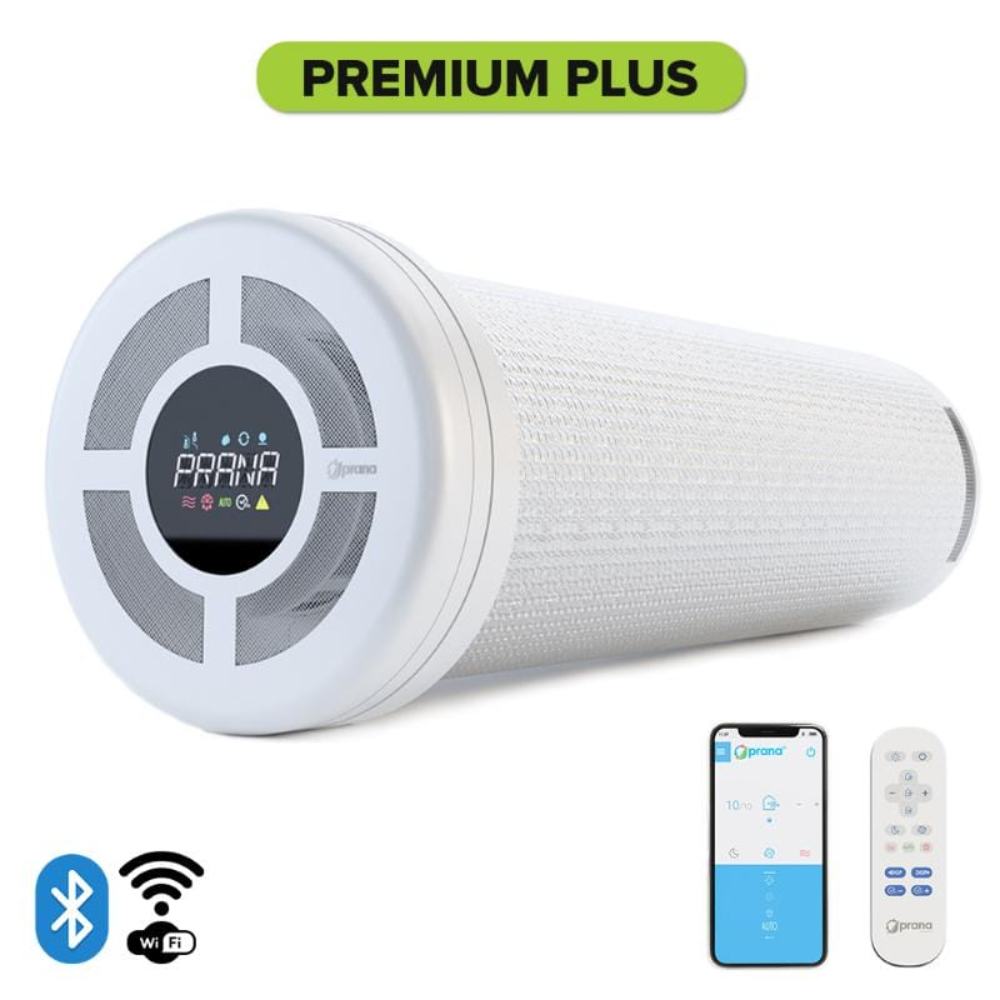 Recuperator de caldura Prana 200C Premium Plus, Wi-Fi, 26 W, 140 mc/h, mod de noapte, preincalzire, degivrare, filtru aer, senzor presiune atmosferica, senzor umiditate, senzor temperatura, senzor CO2, senzor voc, D 200 mm