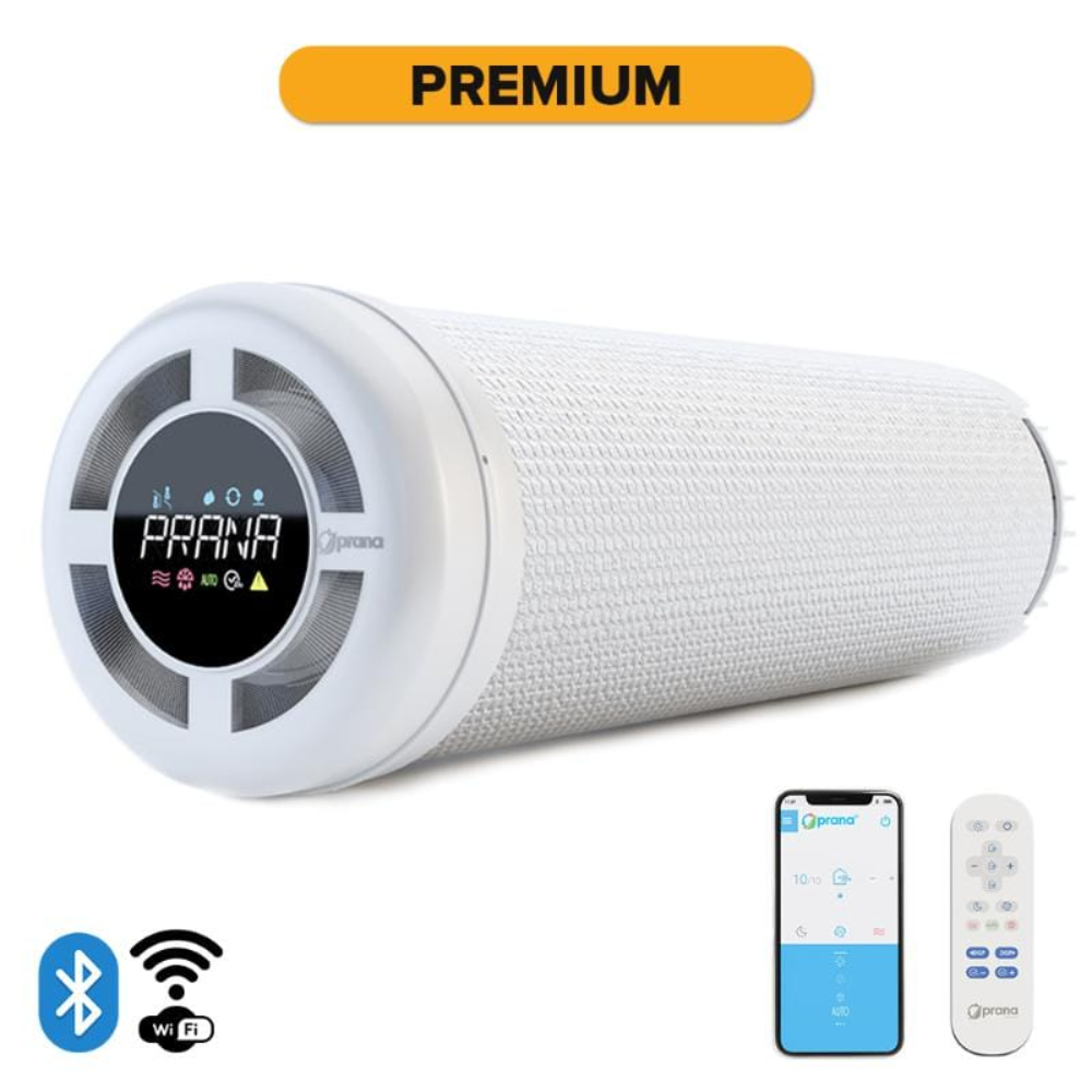 Recuperator de caldura Prana 150 Premium, Wi-Fi, 12 W, 70 mc/h, mod auto, preincalzire, senzor presiune atmosferica, senzor umiditate, D 150 mm