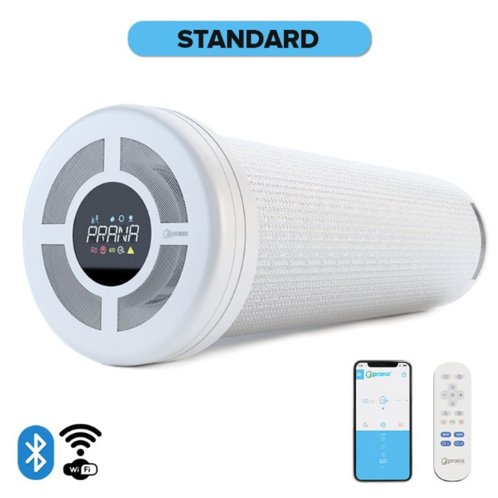 Recuperator de caldura Prana 200C ERP Standard, Wi-Fi, 26 W, 140 mc/h, mod de noapte, preincalzire, degivrare, filtru aer, senzor presiune atmosferica, senzor umiditate, senzor temperatura, senzor CO2, senzor voc, D 200 mm