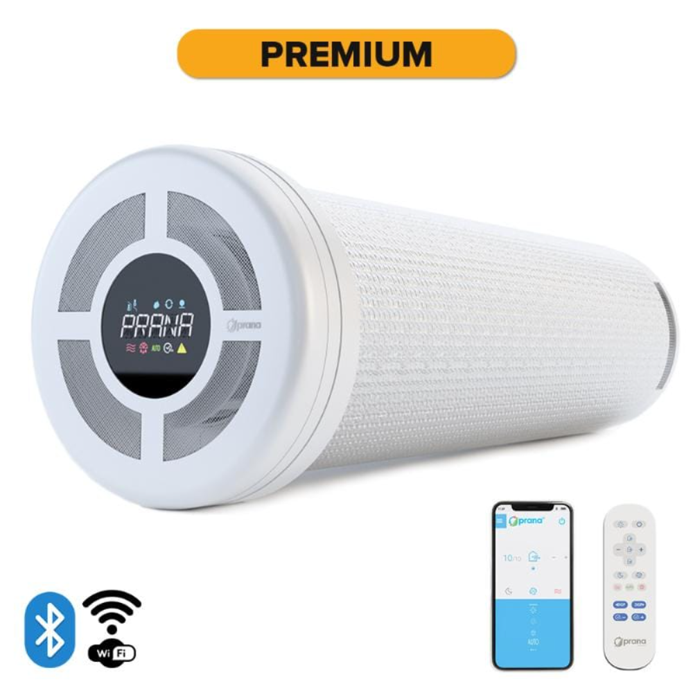 Recuperator de caldura Prana 200C Premium, Wi-Fi, 26 W, 140 mc/h, mod de noapte, preincalzire, degivrare, filtru aer, senzor presiune atmosferica, senzor umiditate, mod auto, senzor temperatura, D 200 mm