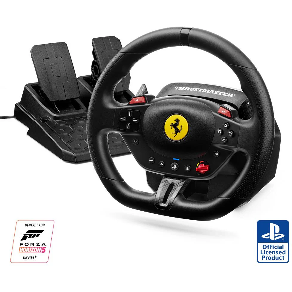 Set Volan Gaming si Pedale T98-P Ferrari 296 GTB pentru PS5 / PS4 / PC Negru