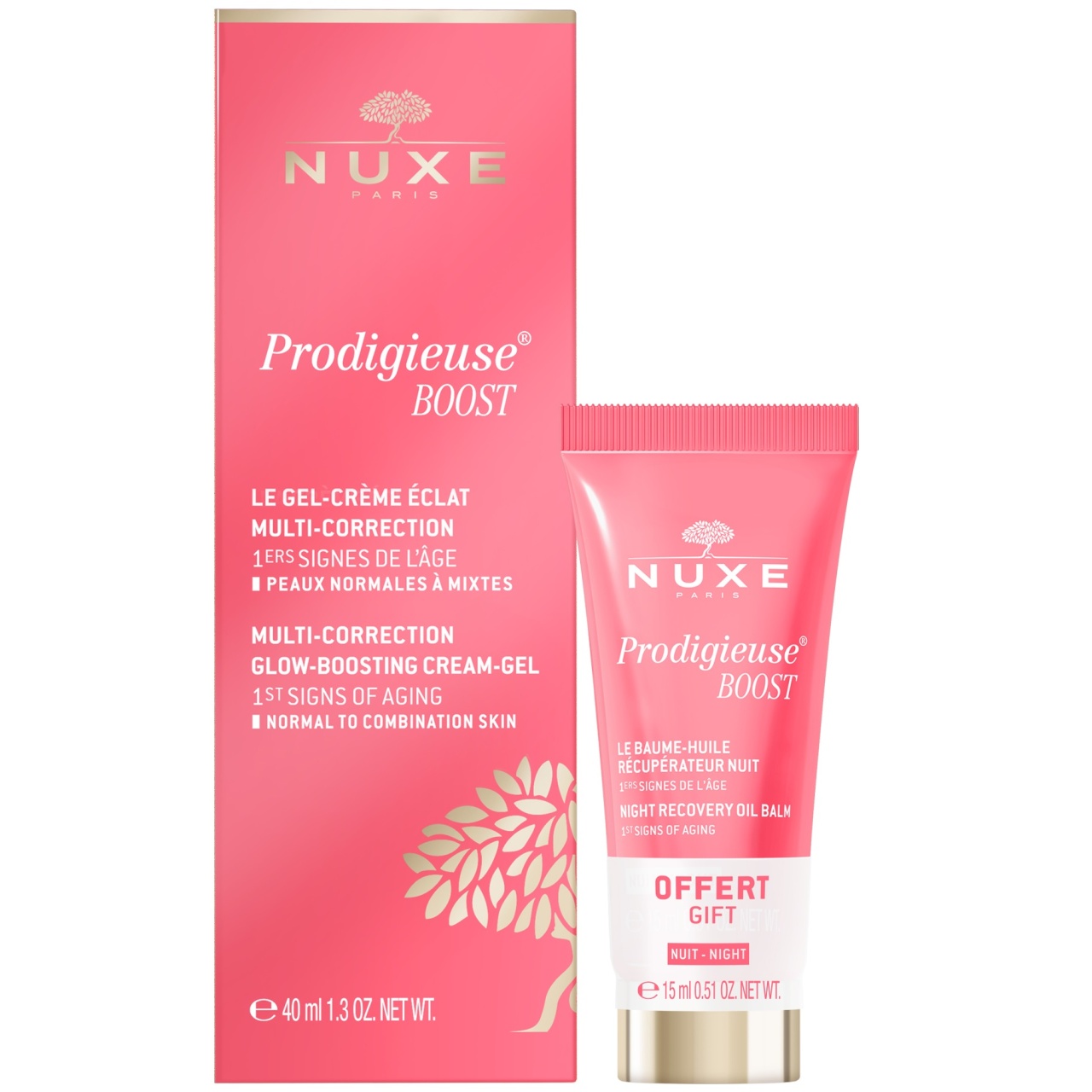 Oferte la Set Nuxe Crema gel multi-corectoare pentru ten normal-mixt, 40 ml + Balsam de noapte regenerator, 15 ml Prodigieuse Boost, Nuxe