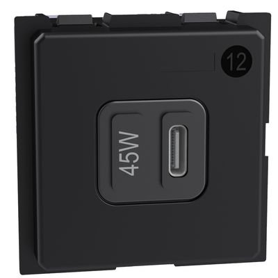 Incarcator USB 2 module tip C 45W Bticino Living Now K4294C, alb, negru, nisip