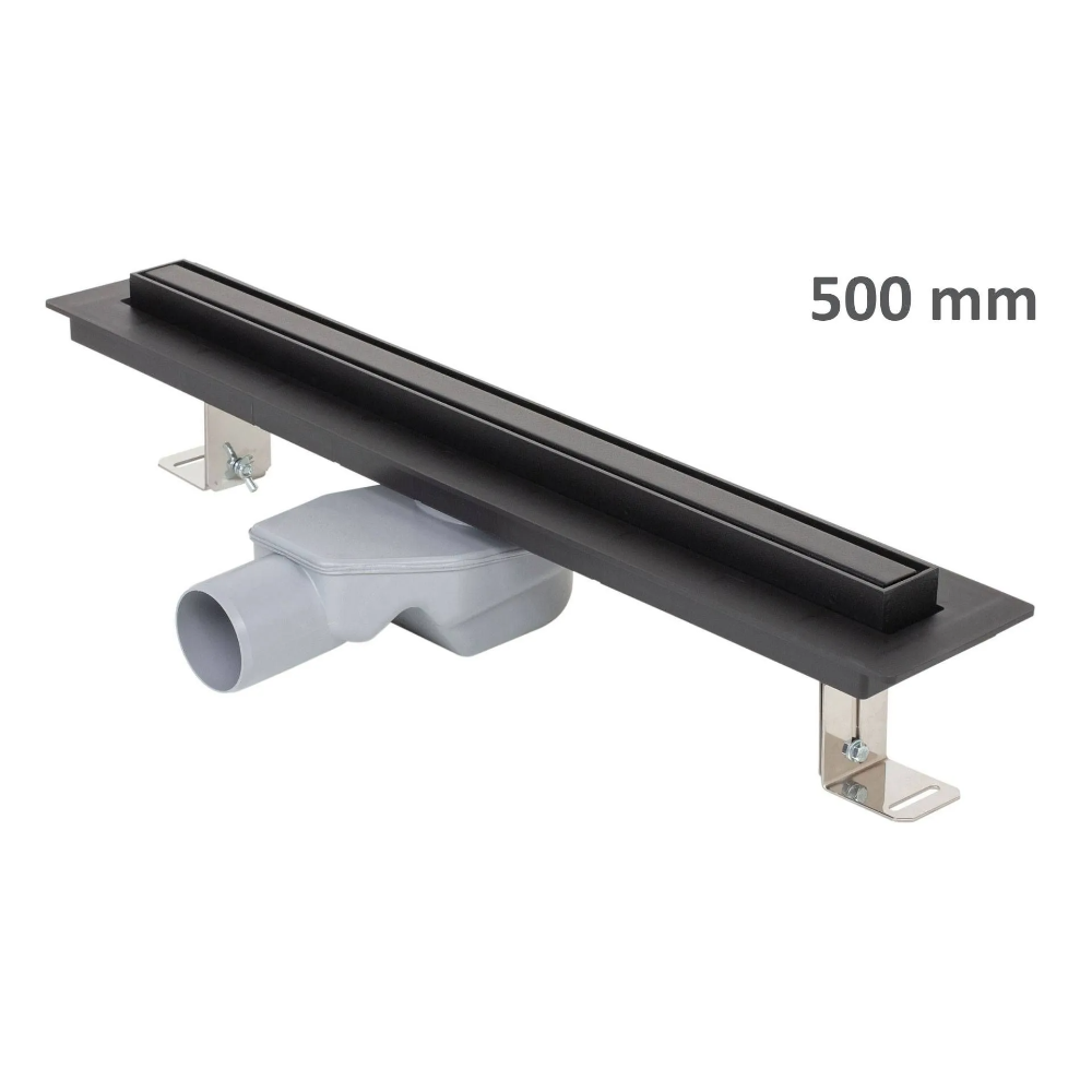 Rigola dus Standard Liv cu gratar, inox negru, ø 50, lungime 50 cm