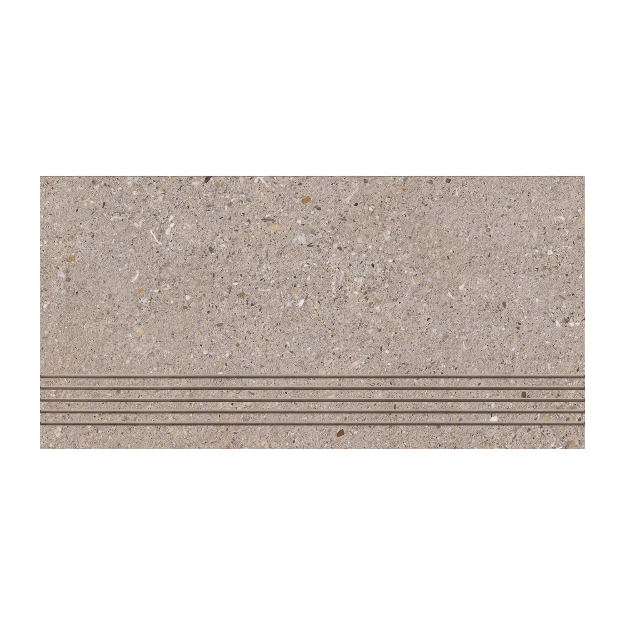 Oferte la Treapta gresie exterior/interior Cesarom Breccia, maro, mat, aspect beton, rectificata, clasa de aderenta R10, PEI IV, 60 x 30 cm