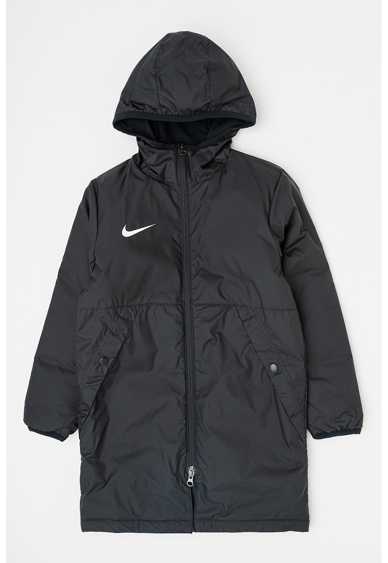 Jacheta cu logo si gluga - pentru fotbal - Negru/Alb optic