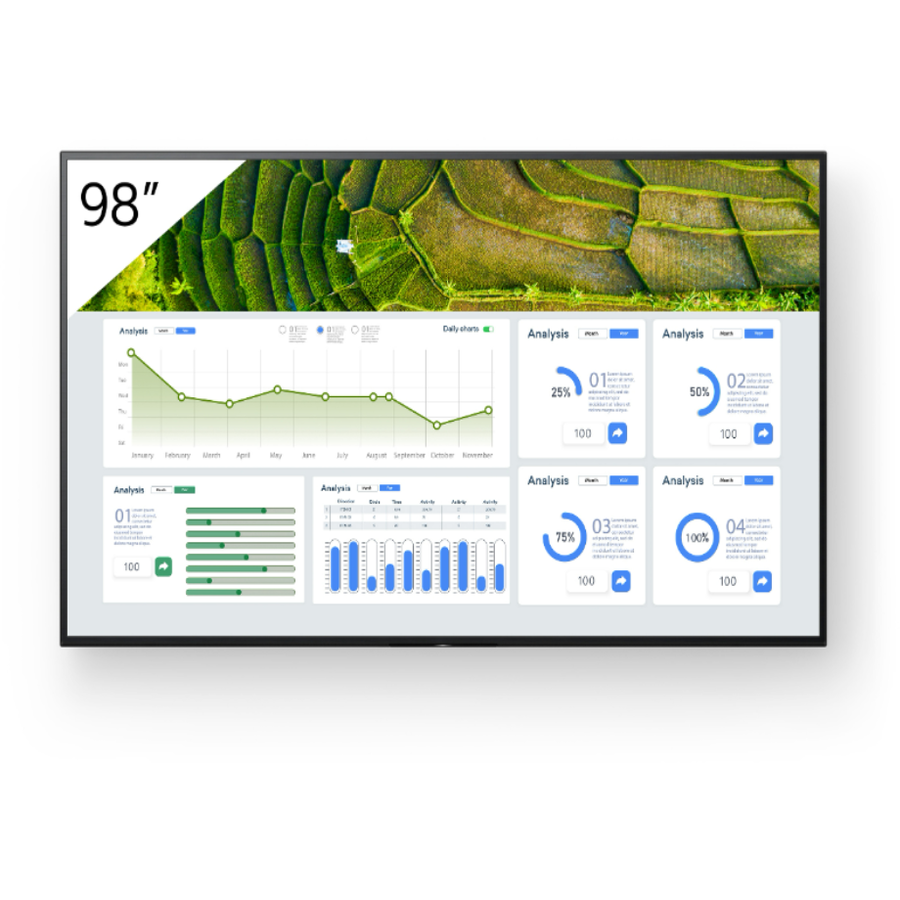 Display Signage Profesional FW-98BZ30L VA 98Inch 4K UHD Chromecast Incorporat Negru