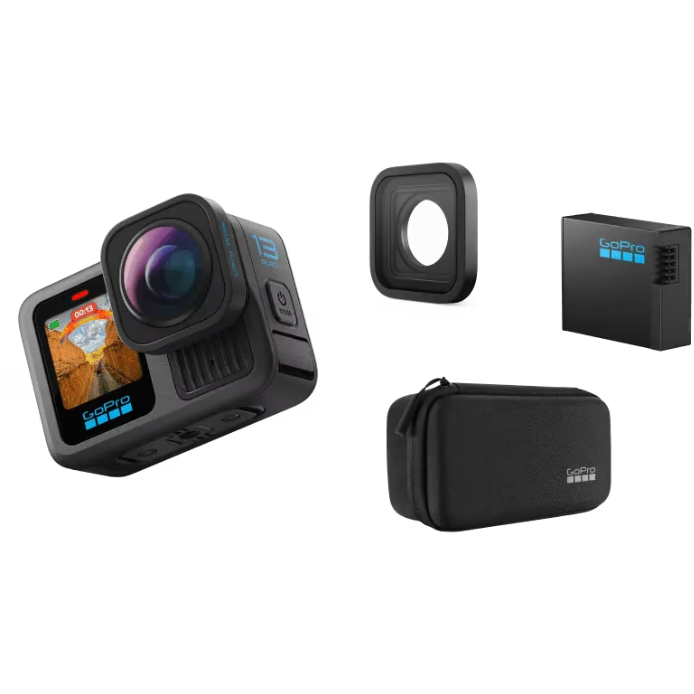Bundle Camera De Actiune H13B Ultra Wide EditionBaterie Enduro Adeziv Curbat Lentila Wide Negru