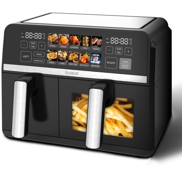 Friteuza cu Aer Cald AF9DUO-S2600DW Putere 2000W Capacitate 9L Negru