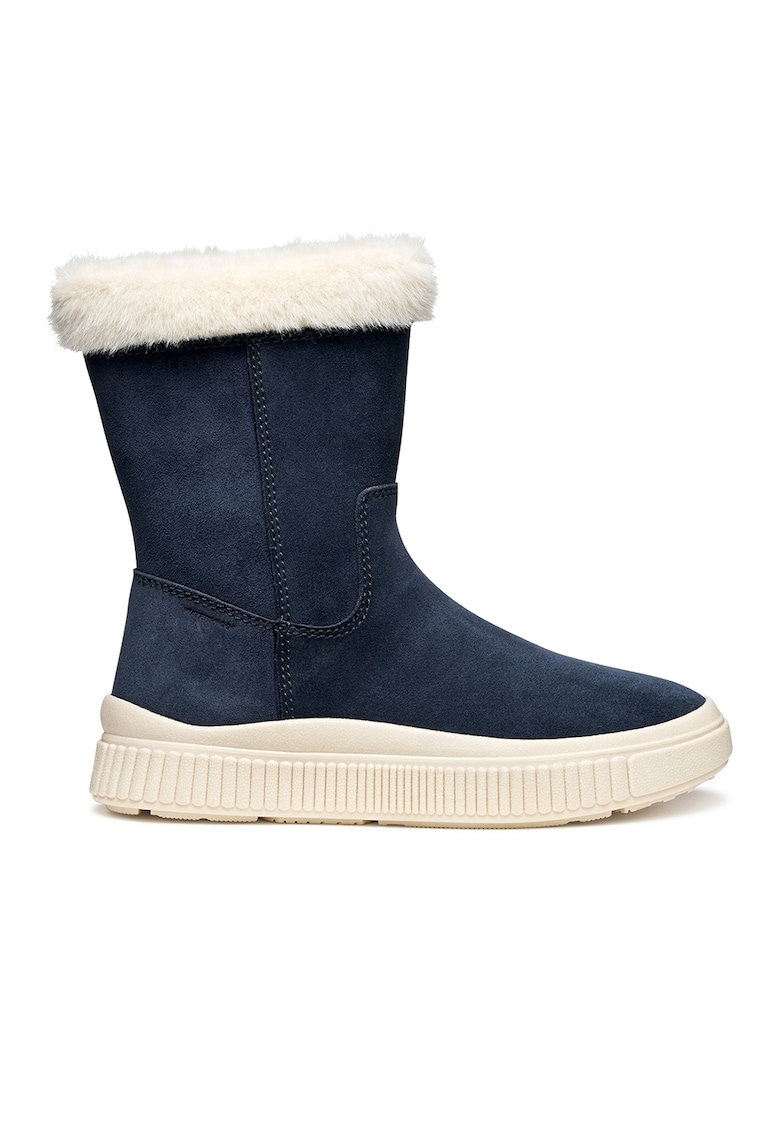 Cizme de piele cu fermoar - Albastru inchis