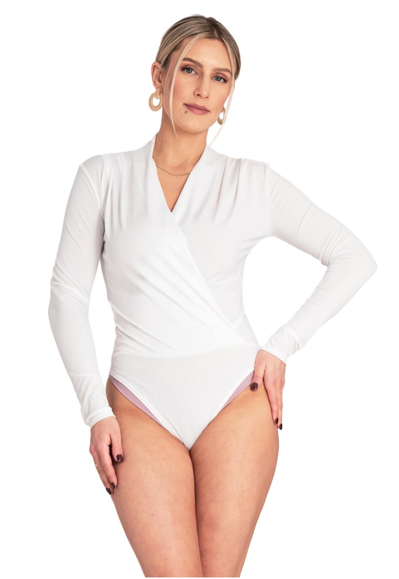 Bluza de tip Body dama  alb - elegant - material elastic - poliester -