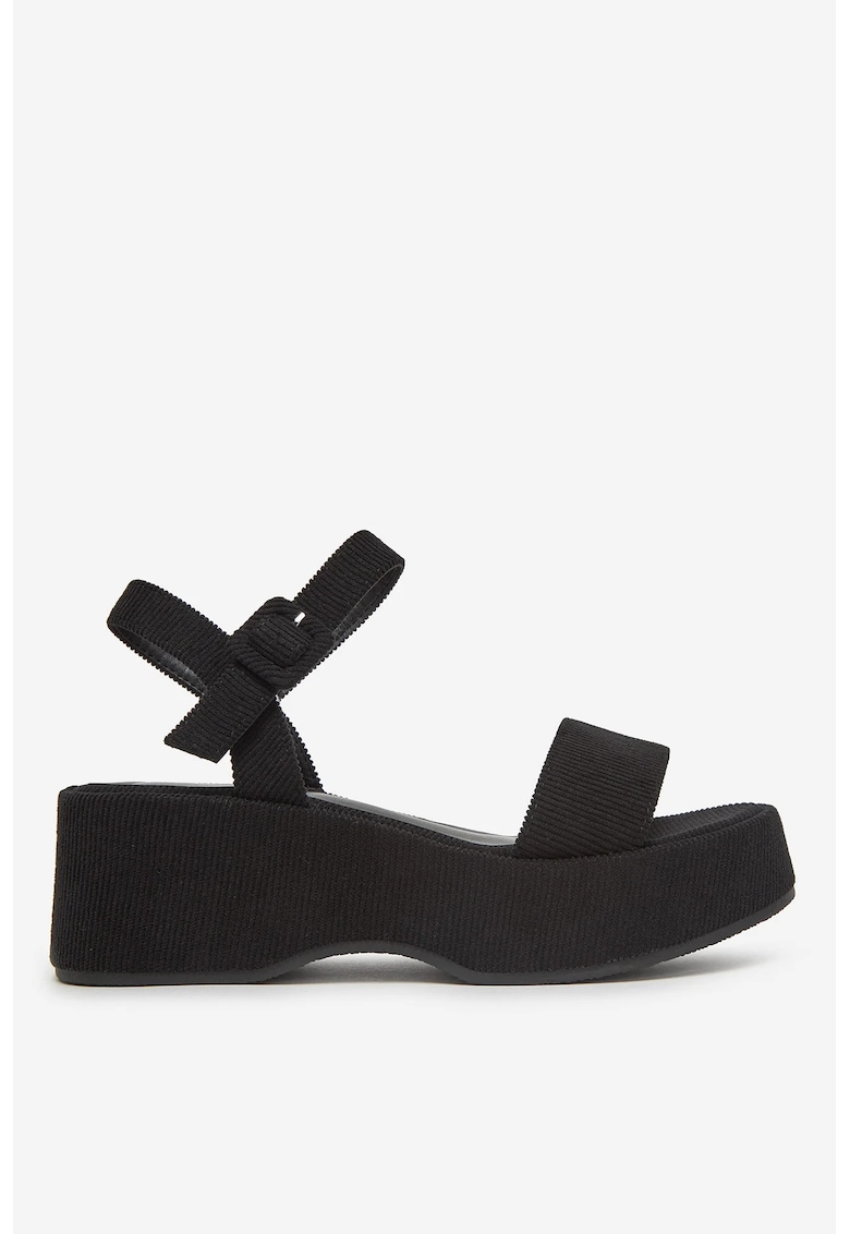 Sandale cu platforma  Textil - Negru - Negru