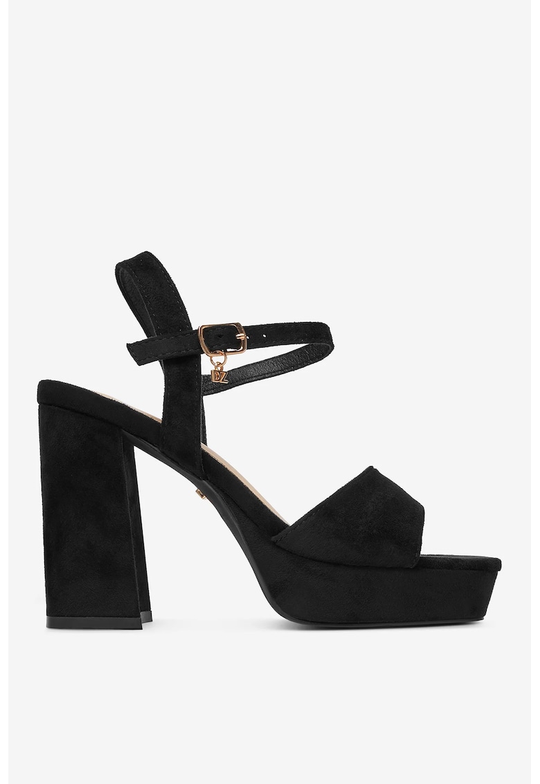 Sandale cu toc  Negru - Textil - Negru