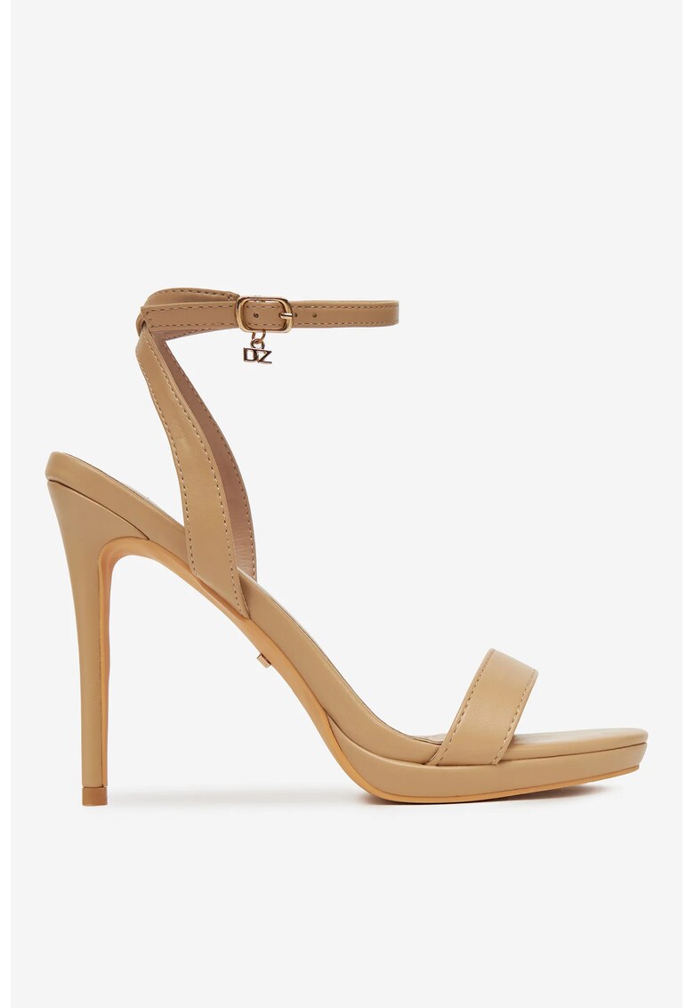 Sandale cu toc  Material Sintetic - Culoare Bej - Bej
