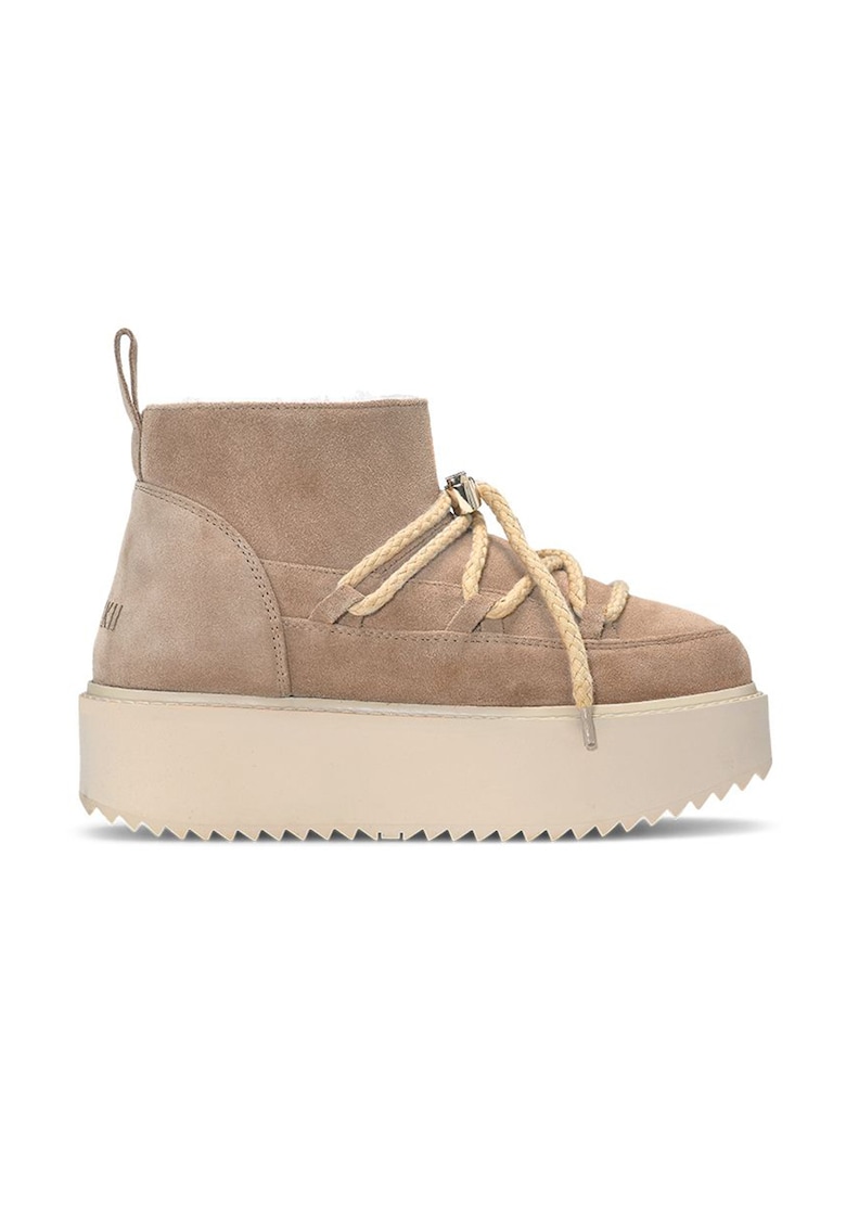 Ghete flatform din piele intoarsa - Bej