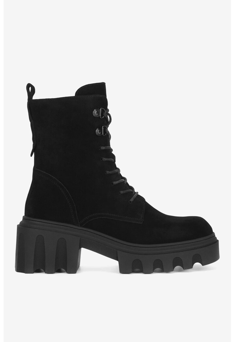 Ghete dama 5905588881766 - Piele intoarsa - Negru - Negru