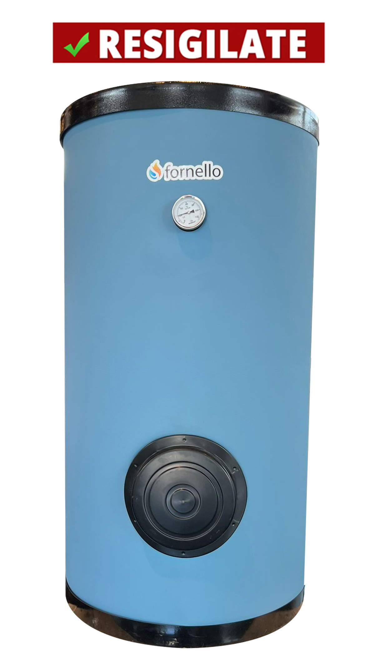 PRODUS RESIGILAT CU DEFECTE ESTETICE DAR IN PERFECTA STARE DE FUNCTIONARE !!! Boiler pentru pompa de caldura cu serpentina marita FORNELLO SOL HP 300 LT 1S montaj pe sol izolatie termica manta de protectie flansa de vizitare