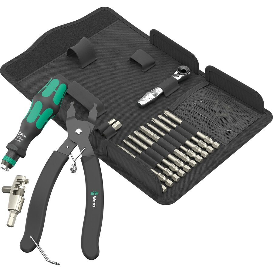 9532 Chain Riveter Workshop Set, 20-piece, tool set black/green, including reversible bit ratchet, 1/4