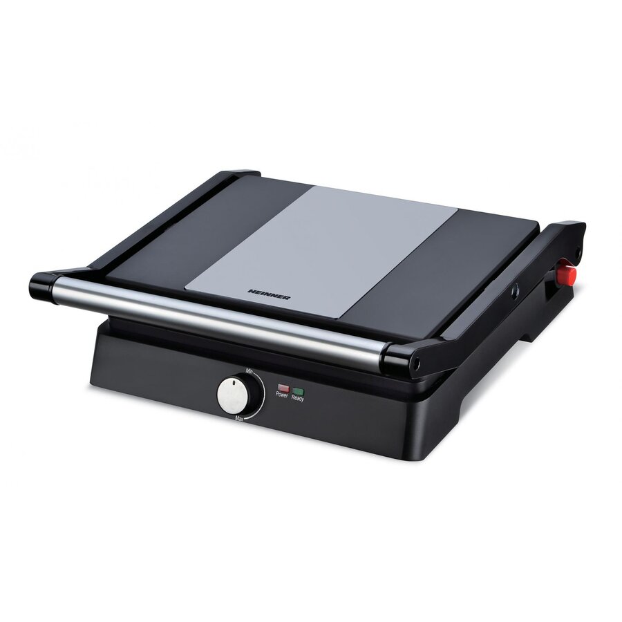 Oferte la Gratar electric Heinner HEPG-F2000BKSS, placi fixe antiadezive, deschidere 180°, temperatura reglabila, Negru/Inox