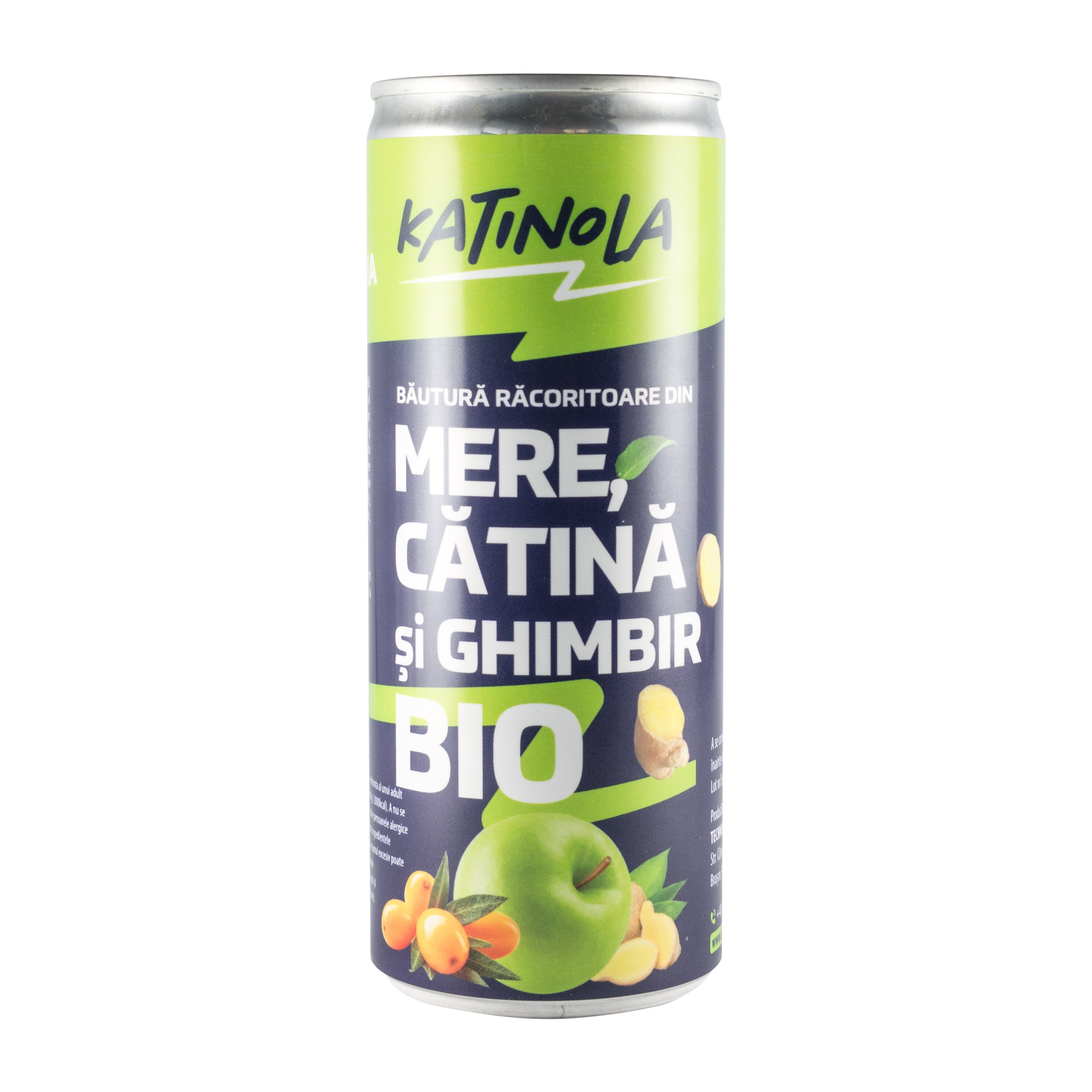 Oferte la Băutură răcoritoare carbogazoasă bio din mere, cătină și ghimbir 250ml. Katinola