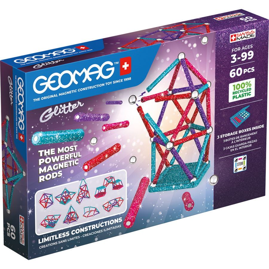 Oferte la Set Constructie Magnetic Glitter 60 Buc 3 Ani+