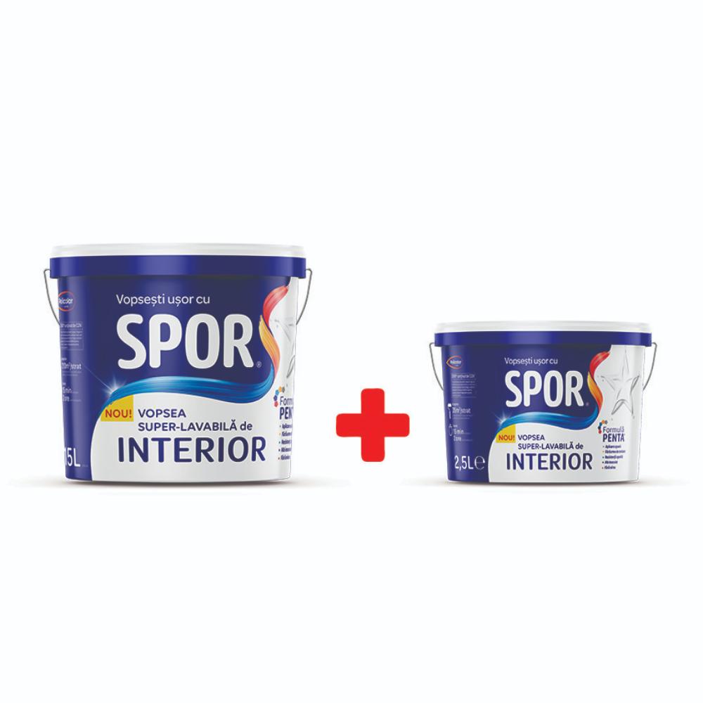 Oferte la Vopsea superlavabila interior Spor, alb, 15 l + 2.5 l