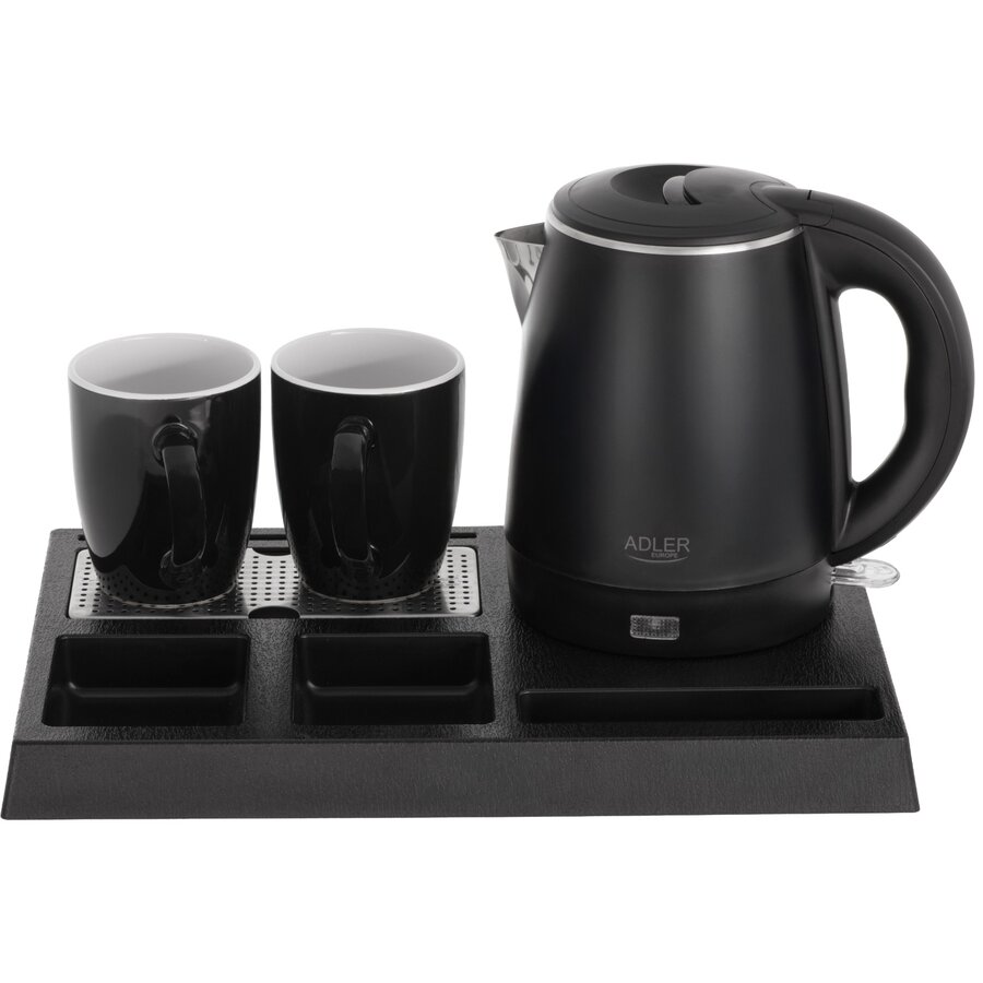 Set Fierbator Electric AD 1387 Capacitate 1L Tava si 2 Cani Ceramice 1300W Negru