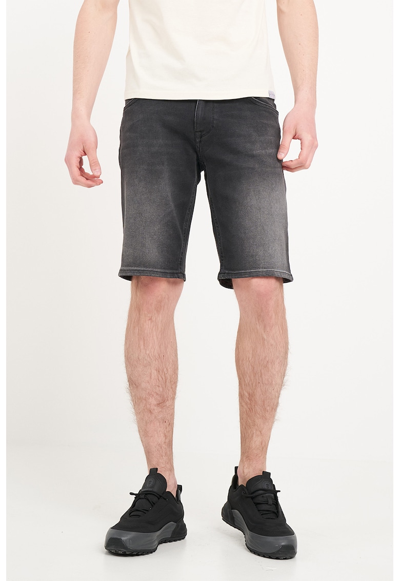 Blugi scurti cu talie medie - Negru stins