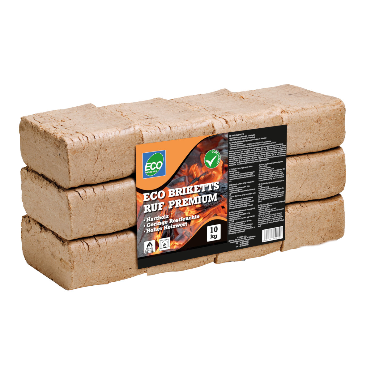 Oferte la Brichete din rumegus RUF Eco Wood, patrate, 10 kg/ folie