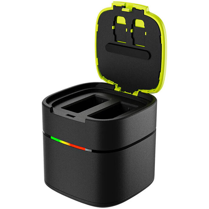 Accesoriu Camera Video Actiune Box pentru GoPro Hero 12 / 11 / 10 / 9, incarcare simultana 2 baterii, Fast Charging, Negru