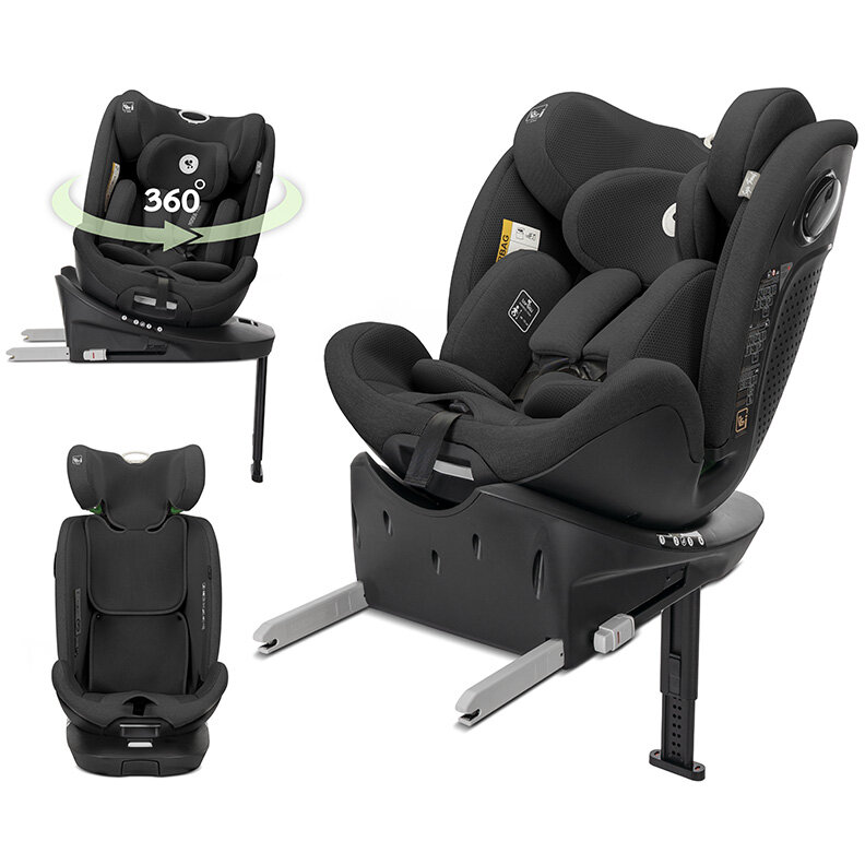 Scaun Auto Copii Perseus i-Size Isofix Baza Rotativa Picior de Sprijin  0-12 Ani 40-150CM Maxim 36KG Negru