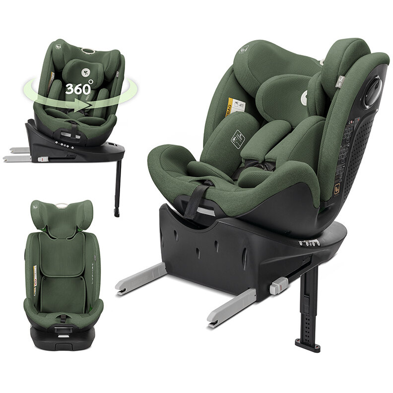Scaun Auto Copii Perseus i-Size Isofix Baza Rotativa Picior de Sprijin  0-12 Ani 40-150CM Maxim 36KG Verde