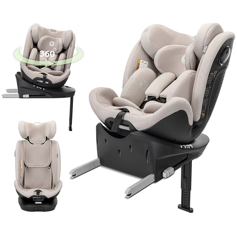 Scaun Auto Copii Perseus i-Size Isofix Baza Rotativa Picior de Sprijin  0-12 Ani 40-150CM Maxim 36KG Bej