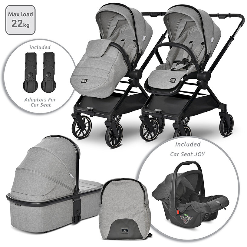 Oferte la Carucior Set 3 in 1 Reya Maner Reversibil pana la 22Kg Gri