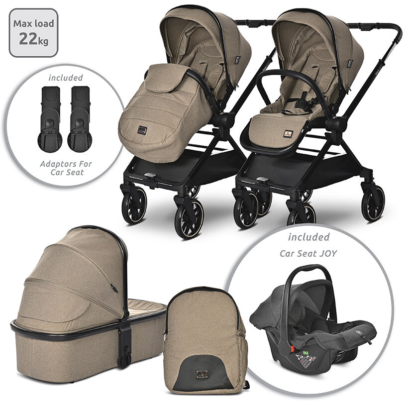 Oferte la Carucior Set 3 in 1 Reya Maner Reversibil pana la 22Kg Maro