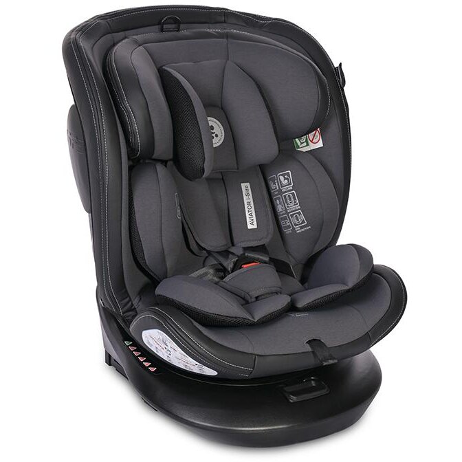 Scaun Auto Copii Aviator i-Size isofix cu Baza Rotativa 360 Grade 0 Luni - 12 Ani 40-150CM Maxim 36KG Gri