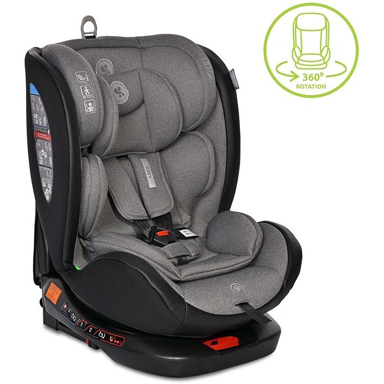 Oferte la Scaun Auto Copii Ares Isofix i-Size Rotativ 360 Grade 40-150CM 0 Luni - 12 Ani Gri