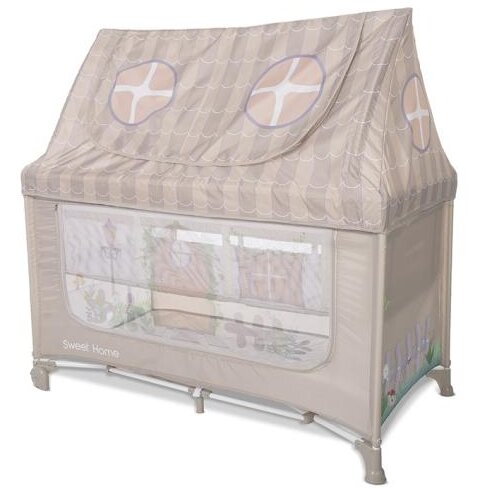 Oferte la Pat Copii Pliabil Sweet Home 2 Nivele Capotina Detasabila Beige