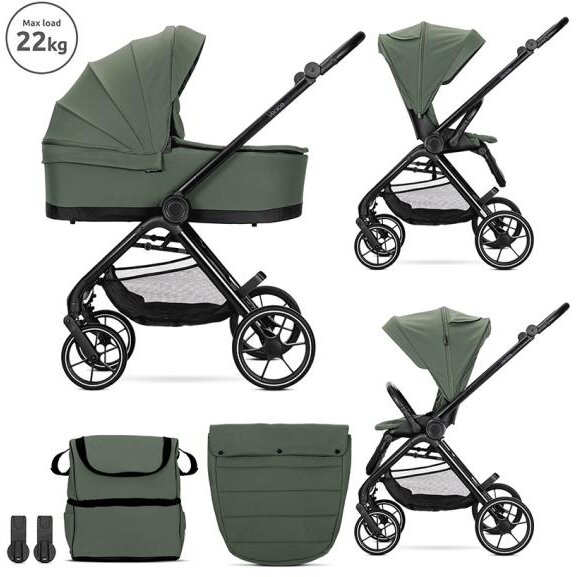 Carucior Set 2 in 1 Venice Cadru din Aluminiu Sezut Reversibil pana la 22 Kg Green