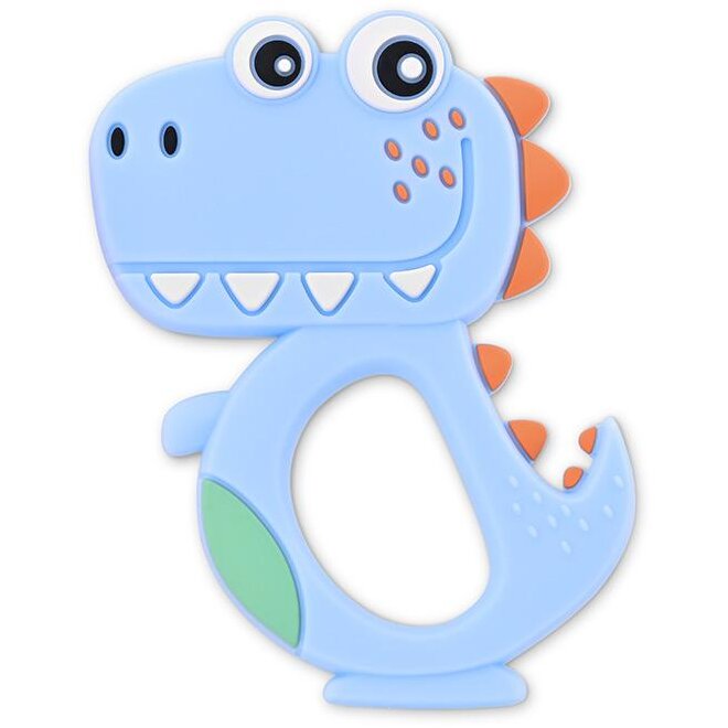 Jucarie de Dentitie din Silicon Dino Lucky +3luni Albastru