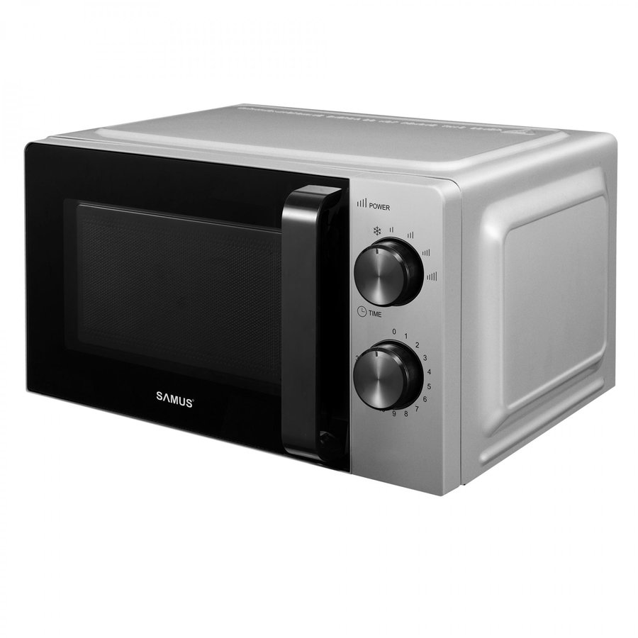 Oferte la Cuptor cu Microunde SMC-20MS1 Capacitate 20L 6 Trepte de Putere Timer Control Mecanic 700W Argintiu/Negru