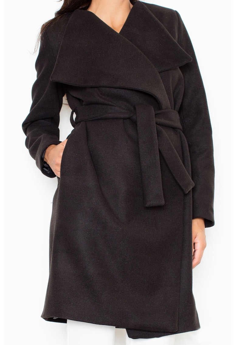 Palton dama M408 - Poliester/Viscoza - Negru